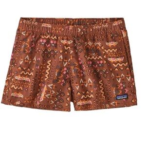 Patagonia Women’s Barely Baggies Shorts 2.5” Size M Medium Orange Red Pattern
